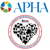 APHA and APRIL Conference Logos - APHA, APRIL: Our Community: Showing Grace by Staying in Place, 2021 APRIL National Conference for Rural Independent Living, states arranged into a heart