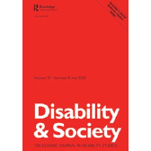 Disability & Society the Leading Journal in Disabilities Studies Cover