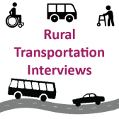 Rural transportation Interviews - wheelchair, van, walker, bus, car on road