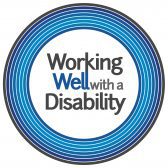 Working Well with a Disability logo - blue circles